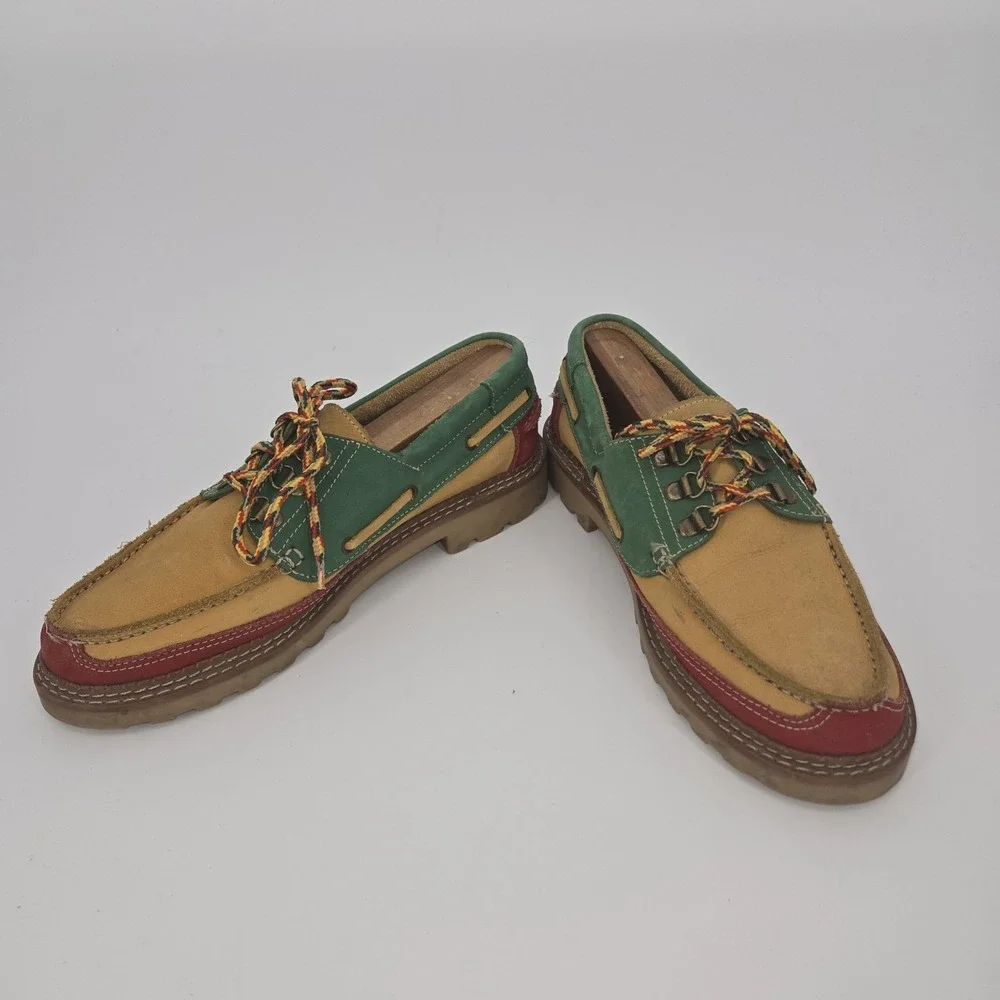 DIBA Vintage Boat Shoes‎ Men's 8.5 Leather Suede Lug Sole Deck Shoes Colorblock